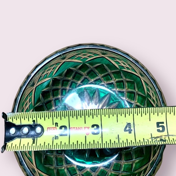 🚩SOLD🚩 Antique Bohemian Czech Emerald Cut Clear to Crystal Bohemian Glass Bowl - Picture 13 of 14